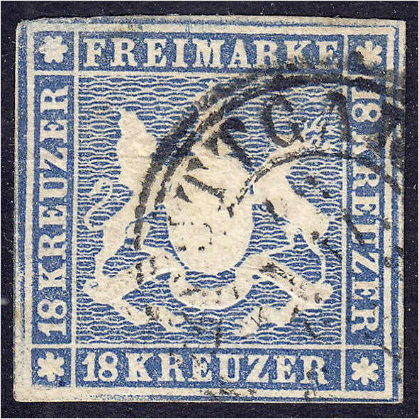Deutschland
Altdeutschland
Württemberg
18 Kreuzer Wappen 1857, sauber gestemp...