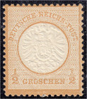 Deutschland
Deutsches Reich
1/2 Groschen großer Brustschild 1872, postfrische Erhaltung, unsigniert. Fotobefund Krug BPP >Die postfrische Marke ist ...
