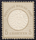 Deutschland
Deutsches Reich
5 Groschen großer Brustschild 1872, postfrische Erhaltung, unsigniert. Fotobefund Krug BPP >Die postfrische Marke ist fa...