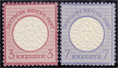 Deutschland
Deutsches Reich
3 und 7 Kreuzer großer Brustschild 1872, postfrische Erhaltung, unsigniert, je mit Fotobefund Krug BPP >Die postfrische ...