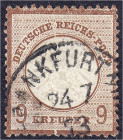 Deutschland
Deutsches Reich
9 Kreuzer großer Brustschild 1872, sauber gestempelt, die Marke ist in heller Nuance der besseren ,,b" Farbe. Sie ist fa...
