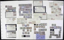 Briefe
Lots und Sammlungen Deutschland (alphabetisch)
Altdeutschland-NDP 1868-1869 gest./Briefe: Alte Sammlung auf selbstgebastelten Blättern mit Sc...