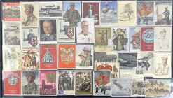 Postkarten
Propagandakarten: Insgesamt 290 Karten in zwei Alben, dabei diverse bessere, ebenfalls einige Ganzsachen. Schönes Objekt