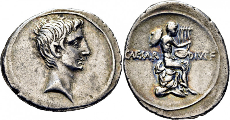 ROMA IMPERIO. Augusto. Denario. 35-28 a.C. Cabeza descubierta de Augusto. Apolo ...