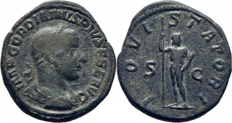 ROMA IMPERIO. Gordiano Pío. Sestercio. 241-243. Busto laureado a derecha. IOVI S...