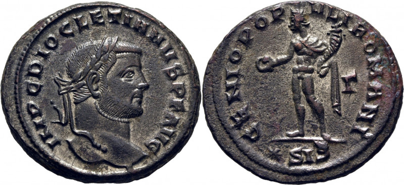 ROMA IMPERIO. Diocleciano. Siscia y estrella. Follis. 294-305. Busto, de pequeño...