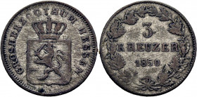 ALEMANIA. Hessen. Luis III. 3 kreuzer. 1850
