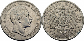 ALEMANIA. Prusia. Guillermo II. Berlín. 5 marcos. 1891
