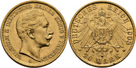 ALEMANIA. Prusia. Guillermo II. 20 marcos. 1909-A. EBC
