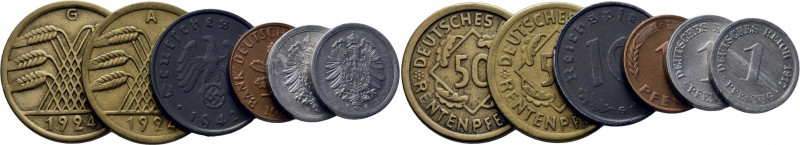 ALEMANIA. 1 pfennig. 1917 F y G. K24 (3/10 y 4/10$). 1 pfennig. 1949 G. KA101 (-...