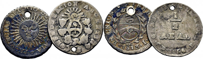 ARGENTINA. 1/2 real. Potosí. 1813 J. Sol y escudo. K1.1 (38$). LA RIOJA. 1/2 rea...