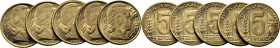 ARGENTINA. Cabeza de Libertad. 5 centavos. 1947. SC/FDC. Lote de 5