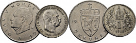 AUSTRIA. Francisco José. 1 corona. 1913. Noruega. Olav V. 5 kroner. 1980. Lote de 2