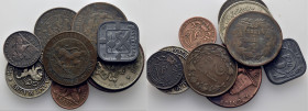 BÉLGICA. 1 céntimo. 1845. Más 1899. 5 céntimos. 1841. 10 céntimos. 1895. Lote de 9