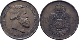 BRASIL. Pedro II. 20 reis. 1869. EBC
