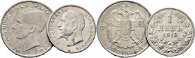 BULGARIA. Fernando I. 1 lera. 1913. Yugoslavia. Pedro II. 20 dinara. 1938. Lote de 2