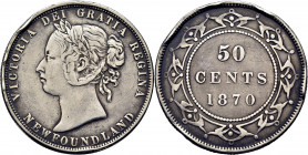 CANADÁ. New Founland. Victoria. 50 céntimos. 1870. Escasa