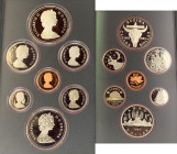 CANADA. Isabel II. Centenario 1882-1992. 1$ (2) a 1 céntimo. 1982. Estuche original. PROOF SC. Lote de 7
