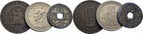 CONCHINCHINA FRANCESA. 10 cént. 1885 A. Libertad y comercio. CHINA REPÚBLICA. 50 c…Lote de 3
