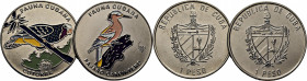 CUBA. Peso. 2001. Cotorra y Pájaro Carpintero. Multicolor. SC. Lote de 2