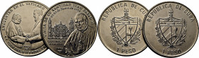 CUBA. Peso. 1997 y 1998. Juan Pablo II y Fidel en el Vaticano y Juan Pablo II en su visita a Cuba. SC. Lote de 2