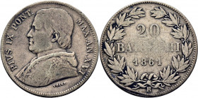 ESTADOS PONTIFICIOS. Pío IX. Roma. 20 baiocchi. 1861. Año 15