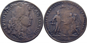 FRANCIA. Luis XIV. Jetón de cobre. 1680. Las Victorias de los ejércitos franceses