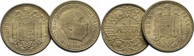 ESTADO ESPAÑOL. 1 peseta. 1944 y 1947*49. SC- y SC. Lote de 2