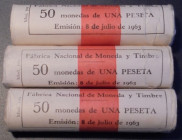 ESTADO ESPAÑOL. 1 peseta. 1966*72. Tres cartuchos de la FNMT. SC. Lote de 150