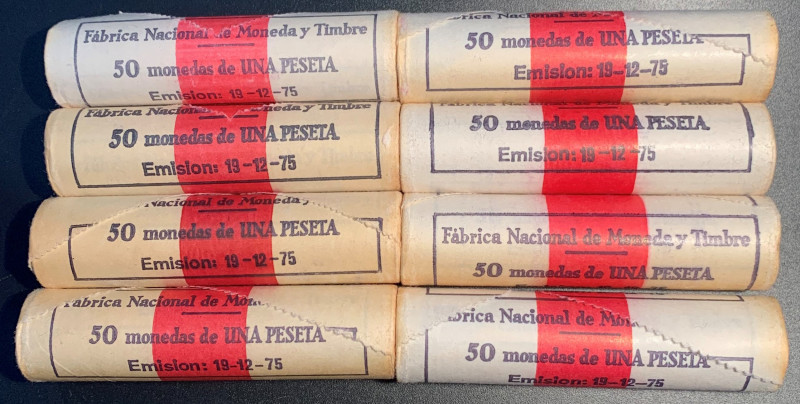 ESTADO ESPAÑOL. 1 peseta. 1975*76. Ocho cartuchos de la FNMT. Cy17932 (40€). SC,...