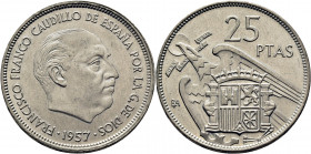 ESTADO ESPAÑOL. 25 pesetas. Exposición Numismática en Barcelona. 1957. SC-