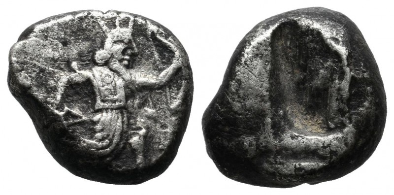Achaemenid Kingdom. ca.455-420 BC. AR Siglos (14mm, 5.18g). Persian king or hero...