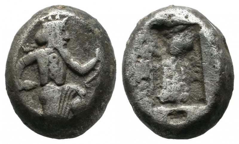 Achaemenid Kingdom. ca.455-420 BC. AR Siglos (14mm, 5.49g). Persian king or hero...