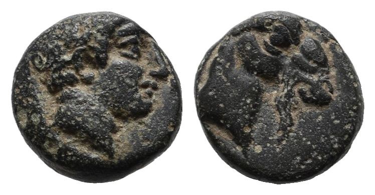Aeolis, Aigai. 4th-3rd centuries BC. Æ (7mm, 0.88g). Laureate head of Apollo rig...