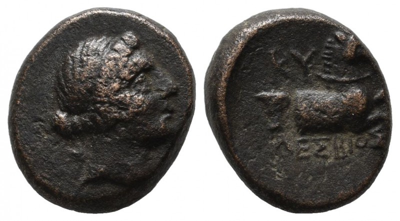 Aeolis, Kyme. ca.250-200 BC. Lesbios, magistrate. Æ (14mm, 3.90g). Head of Amazo...