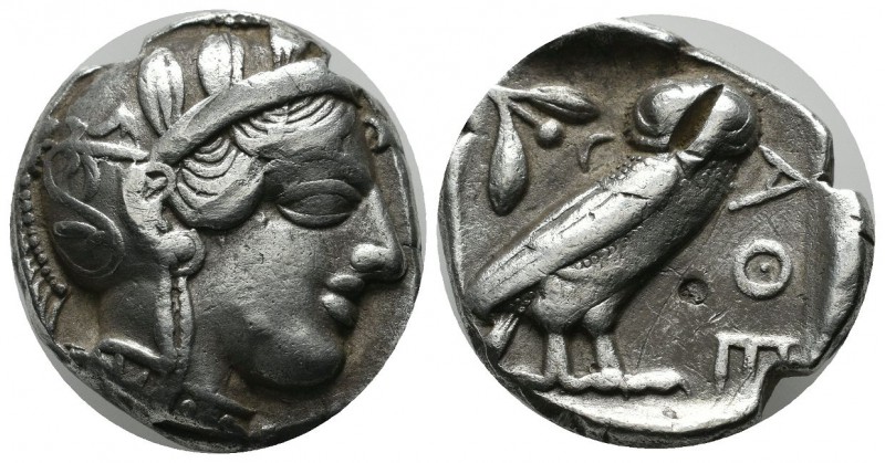 Attica, Athens. ca.454-404 BC. AR Tetradrachm (25mm, 16.81g). Helmeted head of A...