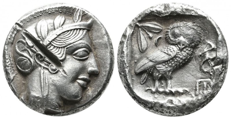 Attica, Athens. ca.454-404 BC. AR Tetradrachm (25mm, 17.58g). Helmeted head of A...