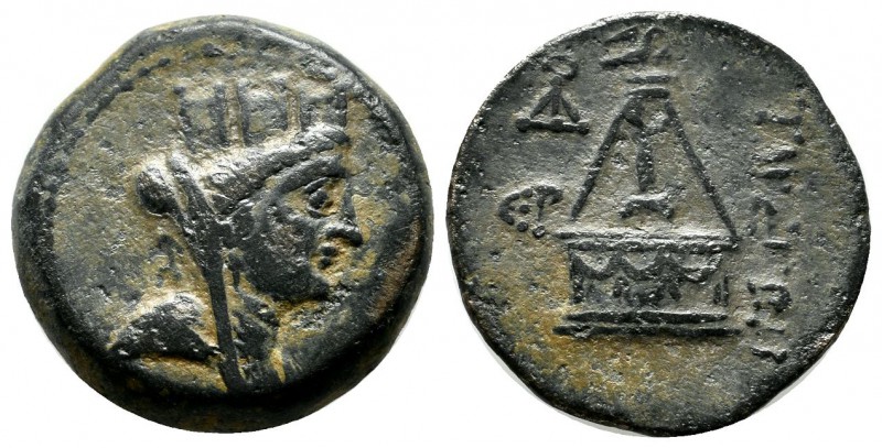 Cilicia, Tarsos. ca.380-374 BC. Æ (20mm, 7.61g). Draped, veiled and turreted bus...