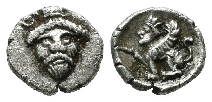 Cilicia, Uncertain. ca.4th century BC. AR Hemiobol (8mm, 0.38g). Bearded head fa...