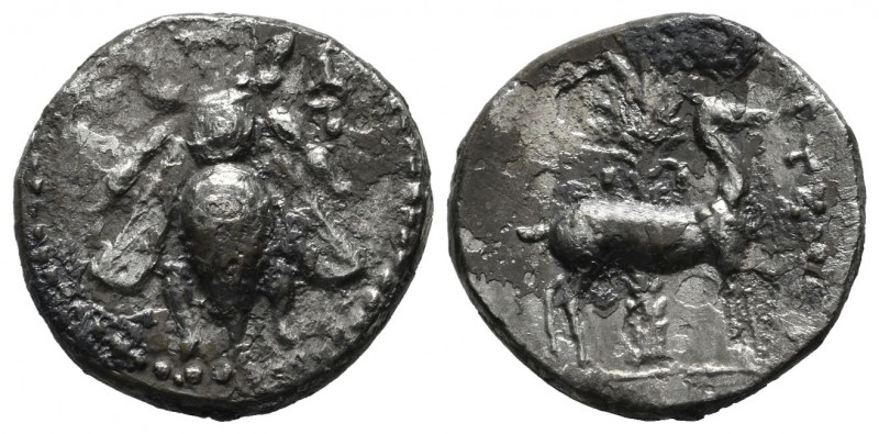Ionia, Ephesos. 202-133 BC. Artemon, magistrate. AR Drachm (18mm, 3.66g). E-Φ to...