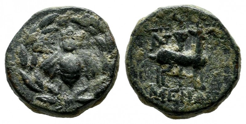 Ionia, Ephesos. 48-27 BC. Menan, magistrate. Æ (13mm, 3.19g). E-Φ to left and ri...