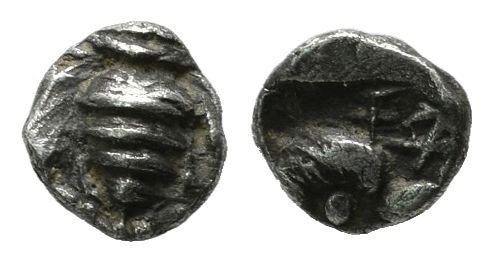 Ionia, Ephesos. ca.500-420 BC. AR Tetartemorion (5mm, 0.19g). Bee / Head of eagl...