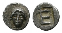 Ionia, Kolophon. ca.450-410 BC. AR Hemiobol (6mm, 0.23g). Facing laureate head of Apollo. / TE monogram within incuse square. Milne, Colophon 7; SNG C...