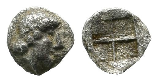 Ionia, Kolophon. ca.500-450 BC. AR Tetartemorion (5mm, 0.10g). Laureate head of ...