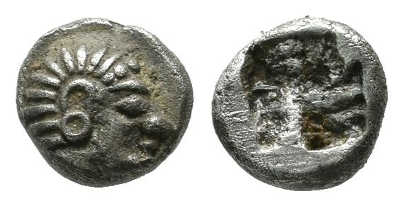 Ionia, Kolophon. ca.530-500 BC. AR Tetartemorion (5mm, 0.42g). Archaic head of A...