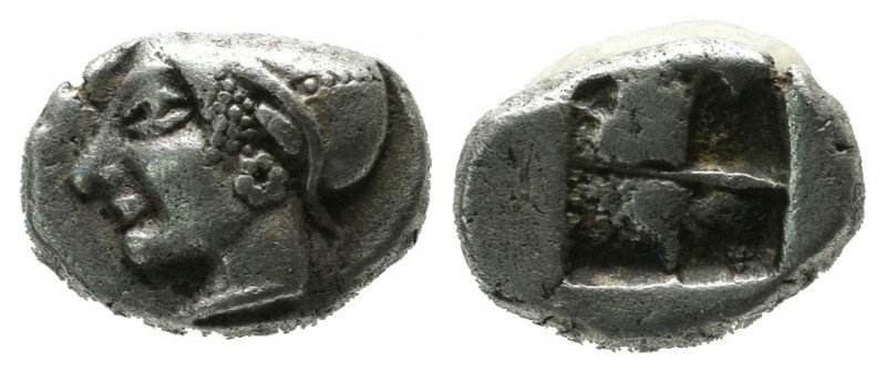 Ionia, Phokaia. ca.521-478 BC. AR Trihemiobol (10mm, 1.24g). Female head left, w...