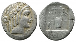 Lycian League, Masikytes. ca.30-27 BC. AR Hemidrachm (15mm, 1.64g). Laureate head of Apollo right. / M-A, lyre; palm tied with fillet to left. Troxell...