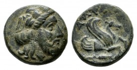 Mysia, Adramytteion. 4th century BC. Æ (10mm, 1.07g). Laureate head of Zeus right / AΔPA. Forepart of Pegasos right; below, grain ear right. SNG BN 1 ...