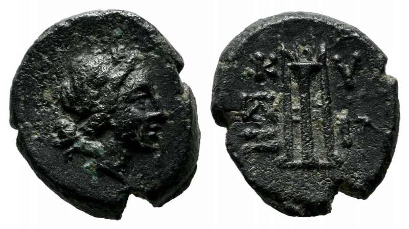 Mysia, Kyzikos. 3rd century BC. Æ (12mm, 1.74g). Head of Kore Soteira right. / K...