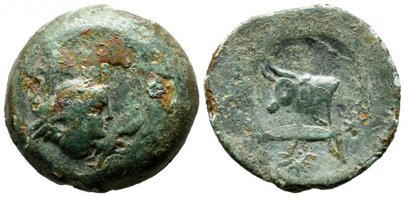 Mysia, Kyzikos. ca.300-180 BC. Æ (27mm, 16.31g). Female head (Athena?) right. / ...
